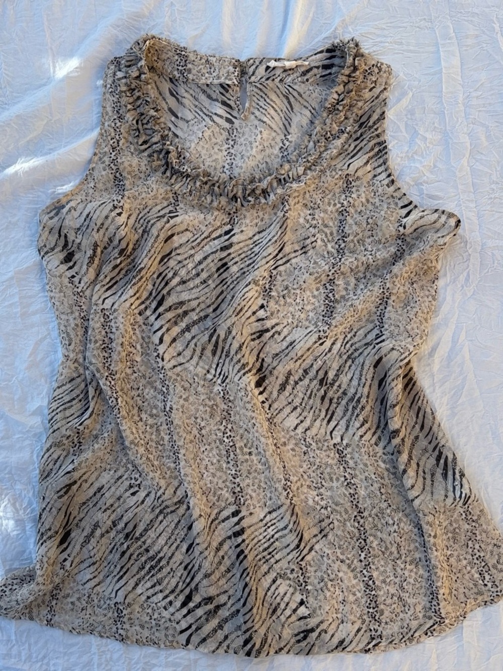 Hem & Thread Beige and Black Animal-Print Sleeveless Tank